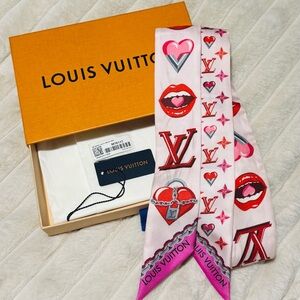 Louis Vuitton Heart and Lips Silk Scarf 100 percent Silk